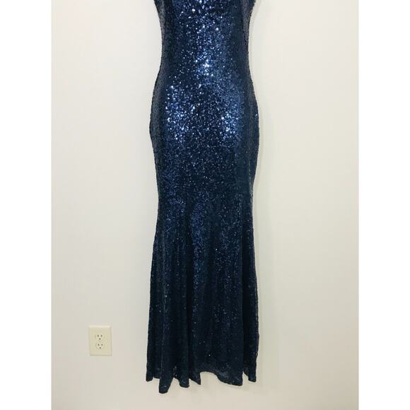 THEIA Evening Gown Navy Sequins Formal Prom Party Dress BHLDN, 0 - Picture 12 of 16